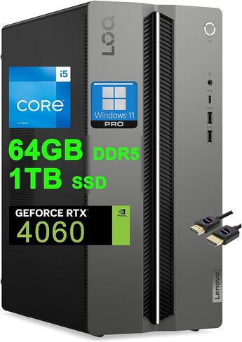 Lenovo LOQ Gaming Desktop | Intel 10-core i5-14400F Processor | 16GB DDR5 1TB SSD | GeForce RTX 4060 8GB Graphic | USB-C DisplayPort Win11Pro Black + HDMI Cable in Saudi Arabia