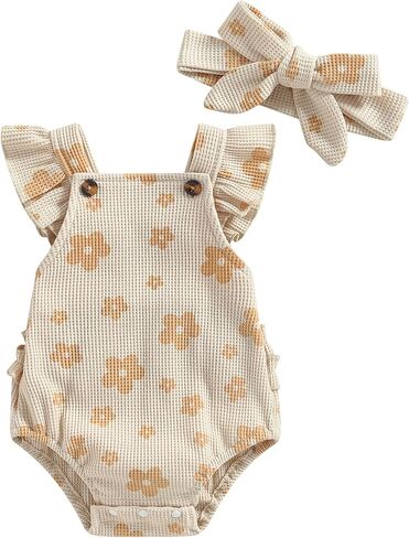Baby Girl Romper Bodysuit Ribbed Solid One-Piece Overall Jumpsuit Sleeveless Adjustable Strap Summer Playsuit Clothes in Saudi Arabia