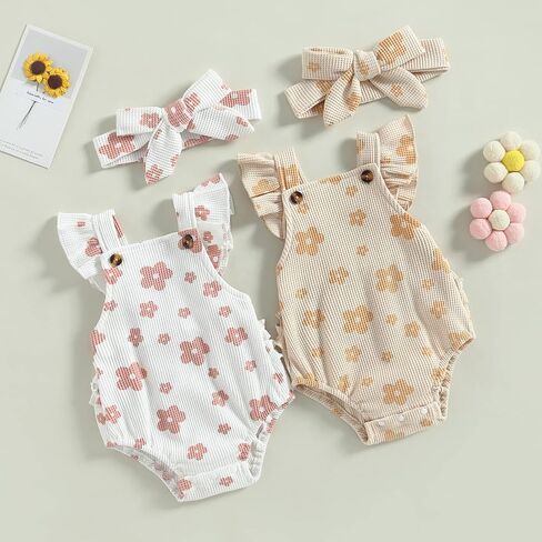 Baby Girl Romper Bodysuit Ribbed Solid One-Piece Overall Jumpsuit Sleeveless Adjustable Strap Summer Playsuit Clothes in Saudi Arabia