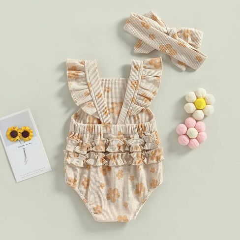 Baby Girl Romper Bodysuit Ribbed Solid One-Piece Overall Jumpsuit Sleeveless Adjustable Strap Summer Playsuit Clothes in Saudi Arabia