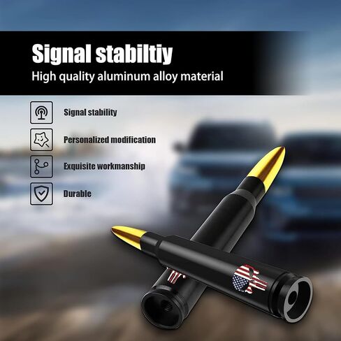 Pack-1 Skull American Flag Pattern Antenna, Car Truck Bullet Antenna, for GM Chevy Silverado 1500 2500 3500 HD Avalanche GMC Sierra 1500 2500 3500 Denali Heavy Duty Vehicle Accessories (Black) in Saudi Arabia