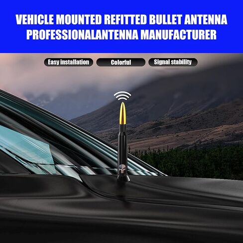 Pack-1 Skull American Flag Pattern Antenna, Car Truck Bullet Antenna, for GM Chevy Silverado 1500 2500 3500 HD Avalanche GMC Sierra 1500 2500 3500 Denali Heavy Duty Vehicle Accessories (Black) in Saudi Arabia