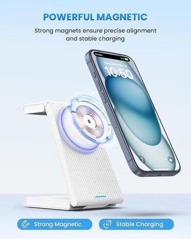 Foldable Wireless Charging Station for MagSafe: JoyGeek Wireless Charger Stand for Apple Series - Magnetic Charging Charger for Apple Watch/AirPods -Travel Essentials in Saudi Arabia