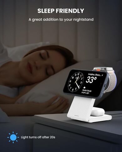 Foldable Wireless Charging Station for MagSafe: JoyGeek Wireless Charger Stand for Apple Series - Magnetic Charging Charger for Apple Watch/AirPods -Travel Essentials in Saudi Arabia
