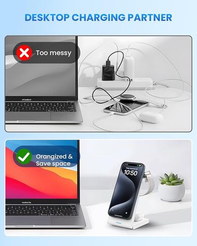 Foldable Wireless Charging Station for MagSafe: JoyGeek Wireless Charger Stand for Apple Series - Magnetic Charging Charger for Apple Watch/AirPods -Travel Essentials in Saudi Arabia