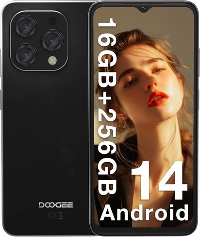 DOOGEE N55PRO هاتف خلوي غير مقفل، هاتف ذكي يعمل بنظام Android 14 مع ذاكرة وصول عشوائي سعتها 16 جيجابايت وذاكرة وصول عشوائي سعتها 256 جيجابايت، وشاشة 6.56 بوصة HD+ 90 هرتز IPS Waterdrop، ثماني النواة، 5150 مللي أمبير في الساعة، هاتف ذكي يعمل بنظام Android  in Saudi Arabia