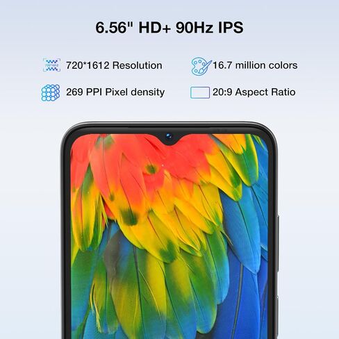 DOOGEE N55PRO هاتف خلوي غير مقفل، هاتف ذكي يعمل بنظام Android 14 مع ذاكرة وصول عشوائي سعتها 16 جيجابايت وذاكرة وصول عشوائي سعتها 256 جيجابايت، وشاشة 6.56 بوصة HD+ 90 هرتز IPS Waterdrop، ثماني النواة، 5150 مللي أمبير في الساعة، هاتف ذكي يعمل بنظام Android  in Saudi Arabia