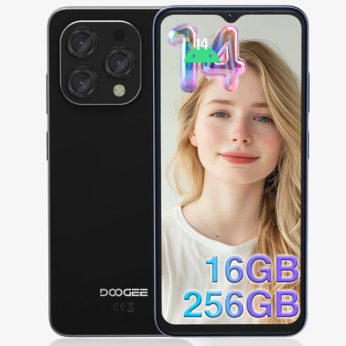 DOOGEE N55PRO هاتف خلوي غير مقفل، هاتف ذكي يعمل بنظام Android 14 مع ذاكرة وصول عشوائي سعتها 16 جيجابايت وذاكرة وصول عشوائي سعتها 256 جيجابايت، وشاشة 6.56 بوصة HD+ 90 هرتز IPS Waterdrop، ثماني النواة، 5150 مللي أمبير في الساعة، هاتف ذكي يعمل بنظام Android  in Saudi Arabia