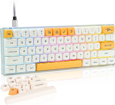 Guffercty kred Mechanical Keyboard 60 Percent Hot Swappable Wired Keyboard Programmable with PBT Keycaps for PC Mac Gamer (Brown Switch, 61 Sea) in Saudi Arabia
