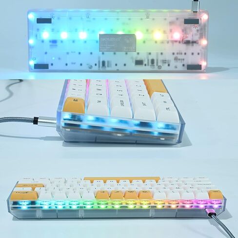 Guffercty kred Mechanical Keyboard 60 Percent Hot Swappable Wired Keyboard Programmable with PBT Keycaps for PC Mac Gamer (Brown Switch, 61 Sea) in Saudi Arabia