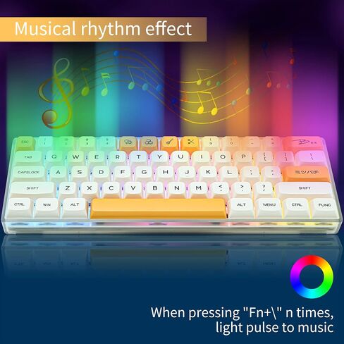 GTSP Gk61 SK61 60% Mechanical Keyboard, Custom Hot Swappable 60 Percent Gaming Keyboard with RGB Backlit, NKRO, Water-Resistant, Type-C Cable for Win/PC/Mac (Gateron Optical Yellow, Milan) in Kuwait