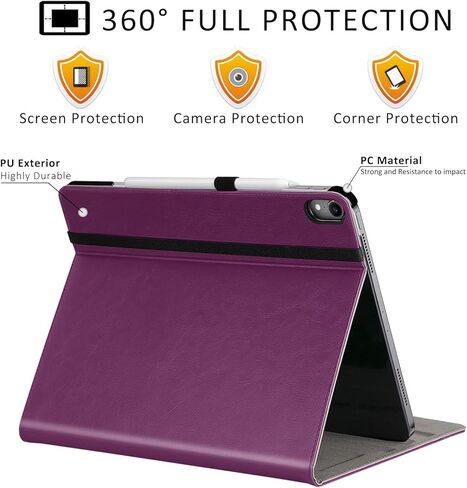 حافظات Ztotop لجهاز iPad Air 13 بوصة 2024 (M2) / حافظة iPad Pro 12.9 بوصة الجيل الثالث 2018، غطاء جلدي فاخر (يدعم شحن قلم iPad)، خاصية النوم/الاستيقاظ التلقائي لجهاز iPad Air 13 بوصة 2024 - أسود in Kuwait