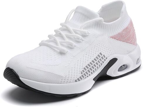 Womens Walking Shoes - Sock Sneakers Knit Upper Non Slip Shoes Breathable Lightweight Mesh Platform Air Cushion Athletic Shoes in Saudi Arabia