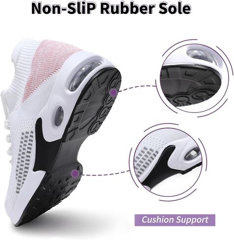 Womens Walking Shoes - Sock Sneakers Knit Upper Non Slip Shoes Breathable Lightweight Mesh Platform Air Cushion Athletic Shoes in Saudi Arabia