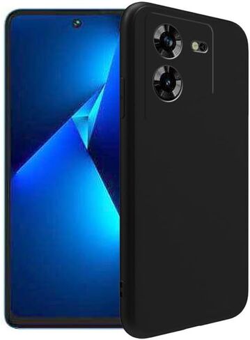حافظة لهاتف Tecno Pova 5 + واقي شاشة زجاجي مقوى - غطاء حماية من السيليكون الشفاف الناعم المرن المقاوم للصدمات من مادة TPU لهاتف Tecno Pova 5 (أسود) in Saudi Arabia