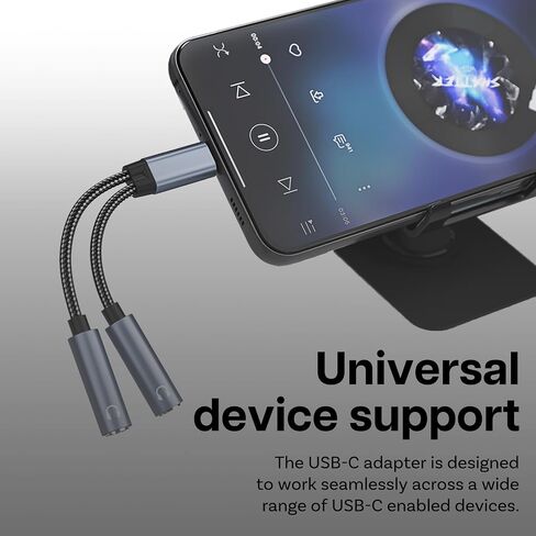 MMOBIEL USB-C Audio Adapter, 16 Bit Type-C to Dual 3.5mm Aux Y Splitter Headphone Microphone for iPhone 15, iPad, MacBook, Galaxy S24 S23 S22 S21, Pixel in Saudi Arabia