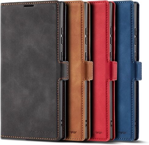 QLTYPRI Case for Samsung Galaxy S24, Premium PU Leather Cover TPU Bumper with Card Holder Kickstand Hidden Magnetic Adsorption Shockproof Flip Wallet Case for Samsung Galaxy S24 - Black in Kuwait