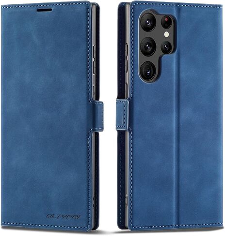 QLTYPRI Case for Samsung Galaxy S24, Premium PU Leather Cover TPU Bumper with Card Holder Kickstand Hidden Magnetic Adsorption Shockproof Flip Wallet Case for Samsung Galaxy S24 - Black in Kuwait