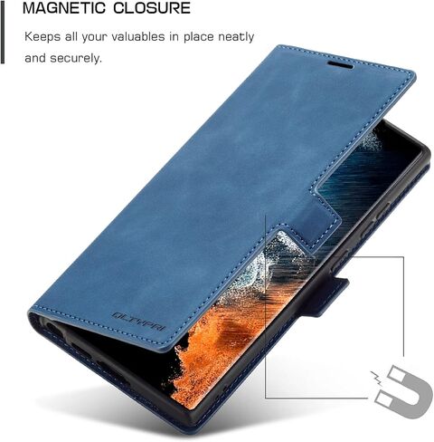 QLTYPRI Case for Samsung Galaxy S24, Premium PU Leather Cover TPU Bumper with Card Holder Kickstand Hidden Magnetic Adsorption Shockproof Flip Wallet Case for Samsung Galaxy S24 - Black in Kuwait