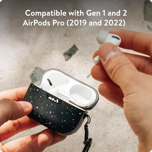 Mous – Airpods Pro 1 and 2 Case Cover with Keychain - Wireless Charging Compatible AirPods Pro Case for 2nd Generation/1st Generation AirPods (2022/2019) - Aramid Carbon Fibre in Saudi Arabia