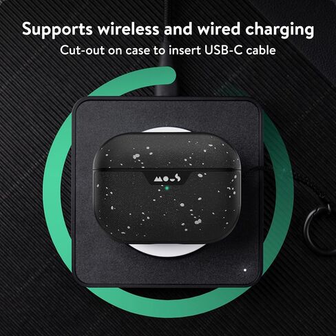 Mous – Airpods Pro 1 and 2 Case Cover with Keychain - Wireless Charging Compatible AirPods Pro Case for 2nd Generation/1st Generation AirPods (2022/2019) - Aramid Carbon Fibre in Saudi Arabia