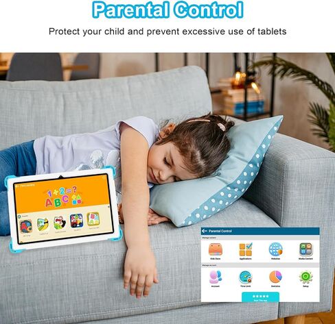 10 inch Kids Tablet Android 14 Tablet for Kids with Case, Octa-Core 10GB+64GB, iWawa Installed, Parental Control, WiFi, Bth 5.2, Dual Camera, 5000mAh Childrens Tablet for Toddler Gift(Blue) in Saudi Arabia