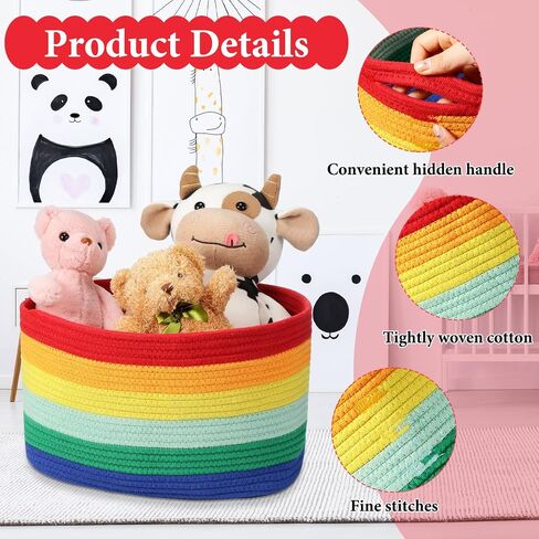6 Pcs Rainbow Baskets Cotton Rainbow Storage Baskets Rainbow Storage Bins Woven Rainbow Storage Organizer Toy Baskets Storage Kids Rainbow Baby Basket Decoration for Baby Nursery Playroom Classroom in Saudi Arabia