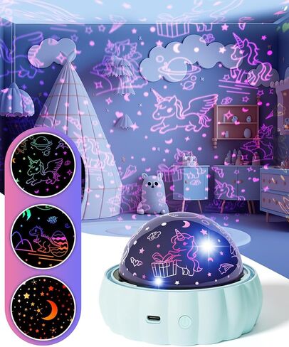 ضوء ليلي لجهاز عرض النجوم للأطفال، ألعاب للأولاد والبنات من عمر 3-8 سنوات، 3 سمات عرض و7 أوضاع إضاءة تدور 360 درجة، ضوء ليلي للأطفال، ضوء نجمة المجرة لديكور غرفة السقف in Kuwait