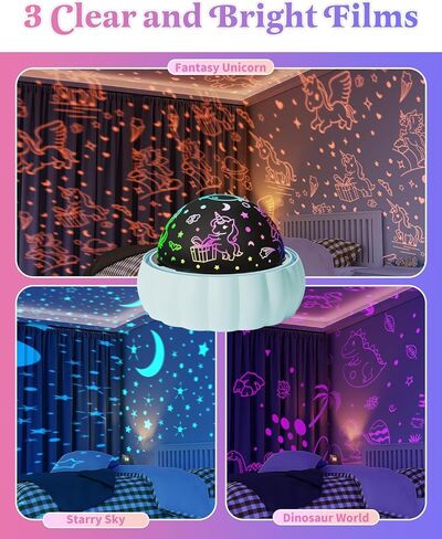 ضوء ليلي لجهاز عرض النجوم للأطفال، ألعاب للأولاد والبنات من عمر 3-8 سنوات، 3 سمات عرض و7 أوضاع إضاءة تدور 360 درجة، ضوء ليلي للأطفال، ضوء نجمة المجرة لديكور غرفة السقف in Kuwait