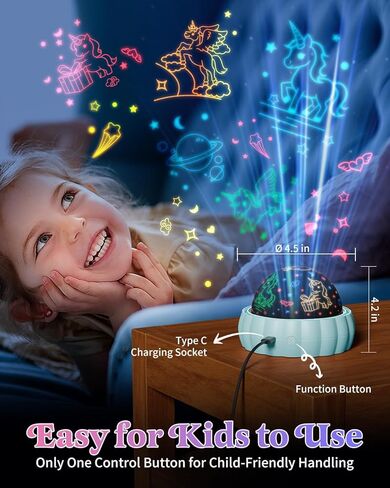 ضوء ليلي لجهاز عرض النجوم للأطفال، ألعاب للأولاد والبنات من عمر 3-8 سنوات، 3 سمات عرض و7 أوضاع إضاءة تدور 360 درجة، ضوء ليلي للأطفال، ضوء نجمة المجرة لديكور غرفة السقف in Kuwait