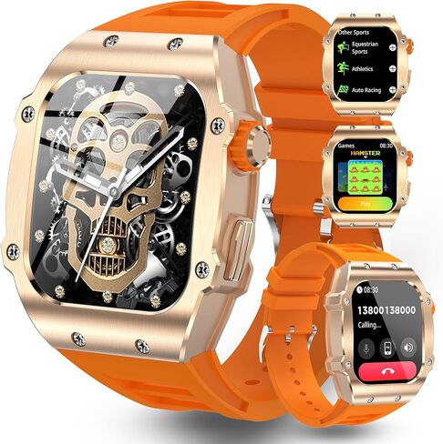 Smart Watch (Dial/Call) Outdoor Sports Watch for Men Waterproof Smartwatches 1.91 Super Large HD Touch Screen Heart Rate and Sleep Monitor Bluetooth Call for iOS Android Phone，55 Orange in Saudi Arabia