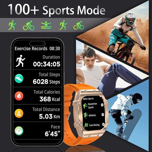 Smart Watch (Dial/Call) Outdoor Sports Watch for Men Waterproof Smartwatches 1.91 Super Large HD Touch Screen Heart Rate and Sleep Monitor Bluetooth Call for iOS Android Phone，55 Orange in Saudi Arabia