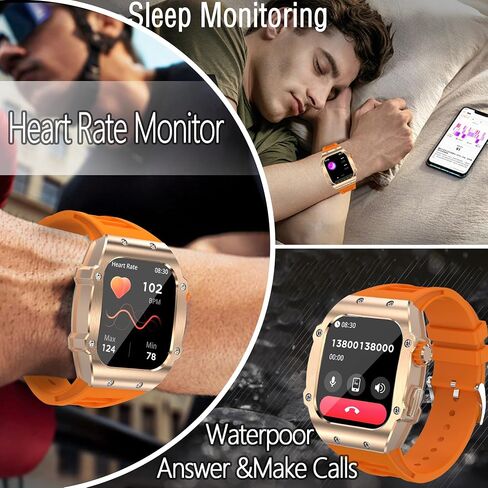Smart Watch (Dial/Call) Outdoor Sports Watch for Men Waterproof Smartwatches 1.91 Super Large HD Touch Screen Heart Rate and Sleep Monitor Bluetooth Call for iOS Android Phone，55 Orange in Saudi Arabia