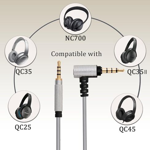 QC45 Coiled Audio Cable Compatible with Bose QC35 QC25 NC700 JBL E45BT E55BT E65BTNC 750NC Headphones 2.5mm to 3.5mm in-line Mic Control Extension Aux Cord(4.2ft-8ft) in Kuwait