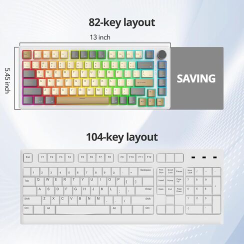 75 Percent Gasket Mounted Mechanical Keyboard Hot Swappable,Wired 87 Key TKL Mechanical Keyboard,RGB Backlit,Custom White Switch NKRO Gaming Keyboard Suitable for Win/Mac (Black) in Saudi Arabia