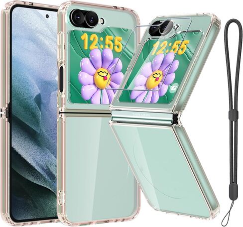 RMOCR for Samsung Galaxy Z Flip 6 Case, Clear Shockproof Phone Cover, Ultra-Thin Slim Fit Hard PC Protective Cases for Samsung Z Flip 6, Black in Saudi Arabia