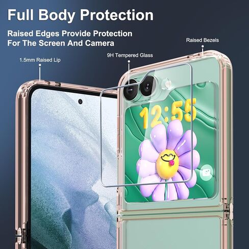 RMOCR for Samsung Galaxy Z Flip 6 Case, Clear Shockproof Phone Cover, Ultra-Thin Slim Fit Hard PC Protective Cases for Samsung Z Flip 6, Black in Saudi Arabia