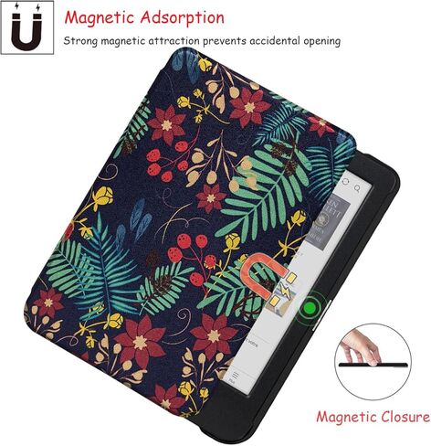 Ultra-Thin Case for Kobo Clara Colour/Clara BW/Clara 2E PU Leather Cover with Auto Wake & Sleep/Magnetic Closure fits 6 inch Kobo Calra (Model N367 / N365 / N506) (Gentleman Black) in Kuwait