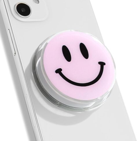 Magsafe Compatible Mobile Phone Grip Stand Holder Cute Smile Face Shape Expandible Collapsible for Kindle Smartphone Tablet Cell Phone Accessory (Baby Pink) in Saudi Arabia