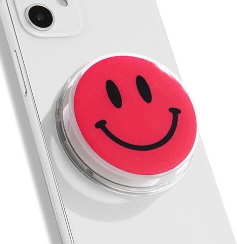 Magsafe Compatible Mobile Phone Grip Stand Holder Cute Smile Face Shape Expandible Collapsible for Kindle Smartphone Tablet Cell Phone Accessory (Baby Pink) in Saudi Arabia
