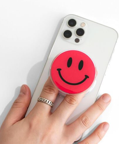 Magsafe Compatible Mobile Phone Grip Stand Holder Cute Smile Face Shape Expandible Collapsible for Kindle Smartphone Tablet Cell Phone Accessory (Baby Pink) in Saudi Arabia
