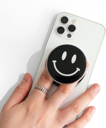 Magsafe Compatible Mobile Phone Grip Stand Holder Cute Smile Face Shape Expandible Collapsible for Kindle Smartphone Tablet Cell Phone Accessory (Baby Pink) in Saudi Arabia