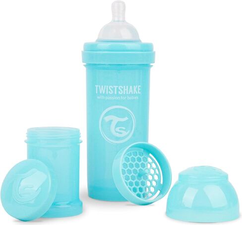 Twistshake Anti Colic Baby Bottles - Premium 260ml/8oz Bottles with 100ml Milk Storage Container for a Comfortable Feeding Experience for Baby Care - Black in Saudi Arabia
