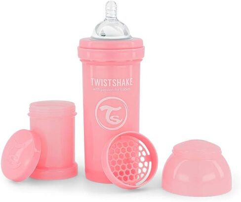 Twistshake Anti Colic Baby Bottles - Premium 260ml/8oz Bottles with 100ml Milk Storage Container for a Comfortable Feeding Experience for Baby Care - Black in Saudi Arabia