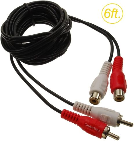 CablesOnline 3ft 2-RCA Male to 2-RCA Female Red/White Audio Extension Cable, (AV-E403RW) in Kuwait