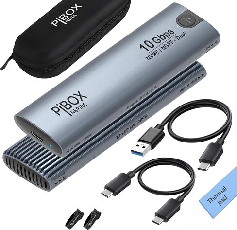 pibox India NVME M2 Enclosure Fan, NVMe SSD Enclosure - USB 3.2 10Gbps, Tool-Free M.2 NVMe Case, PCI-E NVMe Reader, USB-C, Supports M & B&M Keys, 2230/2242/2260/2280 SSDs Powerful -RTL9210 in Kuwait