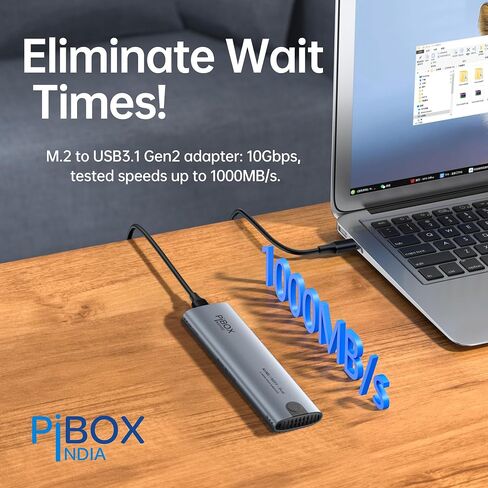 pibox India NVME M2 Enclosure Fan, NVMe SSD Enclosure - USB 3.2 10Gbps, Tool-Free M.2 NVMe Case, PCI-E NVMe Reader, USB-C, Supports M & B&M Keys, 2230/2242/2260/2280 SSDs Powerful -RTL9210 in Kuwait