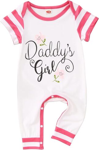 Infant Baby Girls Bodysuit Daddy's Girl Onesie Romper Flower Outfits Short Sleeve Jumpsuit 3-18M in Saudi Arabia