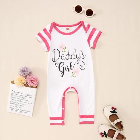 Infant Baby Girls Bodysuit Daddy's Girl Onesie Romper Flower Outfits Short Sleeve Jumpsuit 3-18M in Saudi Arabia