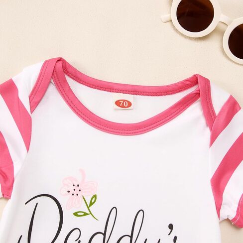 Infant Baby Girls Bodysuit Daddy's Girl Onesie Romper Flower Outfits Short Sleeve Jumpsuit 3-18M in Saudi Arabia